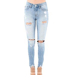 Jeans Holly Mid-Rise Distressed Ripped Skinny Jean